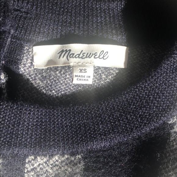 Madewell navy and gray plaid sweater- xs - Picture 5 of 5